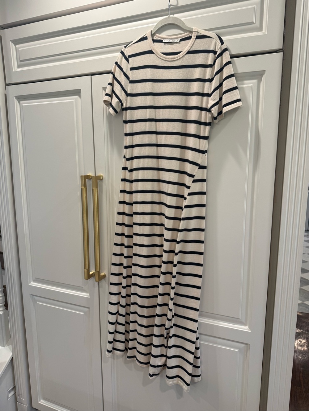 Abercrombie & Fitch Cream and Black Striped Maxi Dress